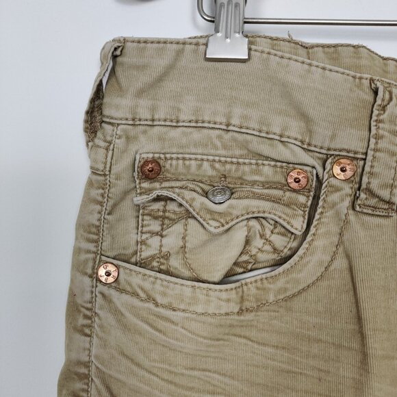 True Religion Men's Corduroy Denim Ricky Straight Sz 32 Beige Cotton Vintage Y2K - Picture 2 of 12